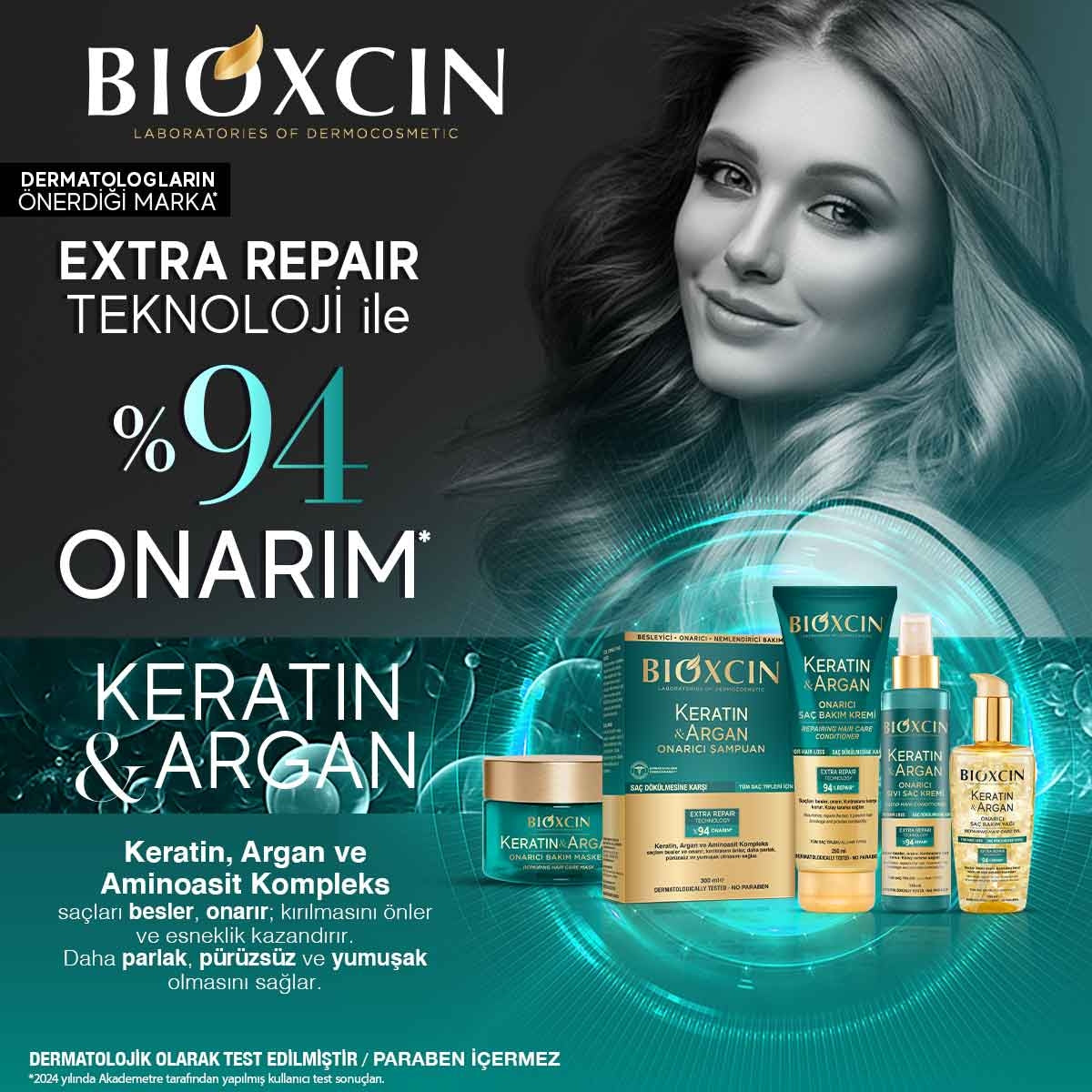 Keratin & Argan Onarıcı Şampuan 300 Ml