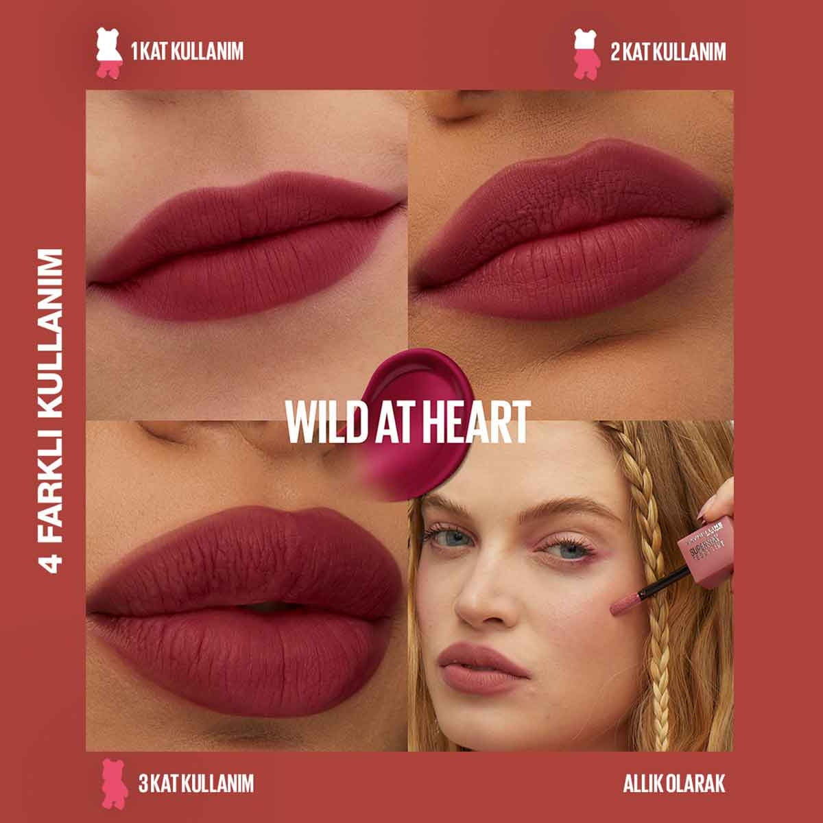 Maybelline Super Stay Teddy Tint Uzun Süre Kalıcı Likit Mat Tint 50-Wild at Heart