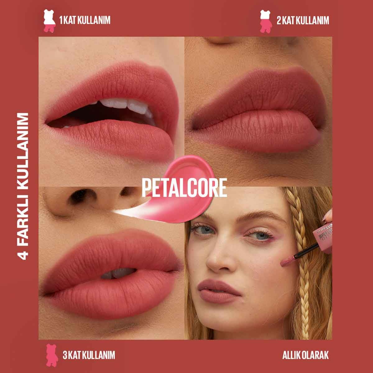 Maybelline Super Stay Teddy Tint Uzun Süre Kalıcı Likit Mat Tint 40- Petalcore