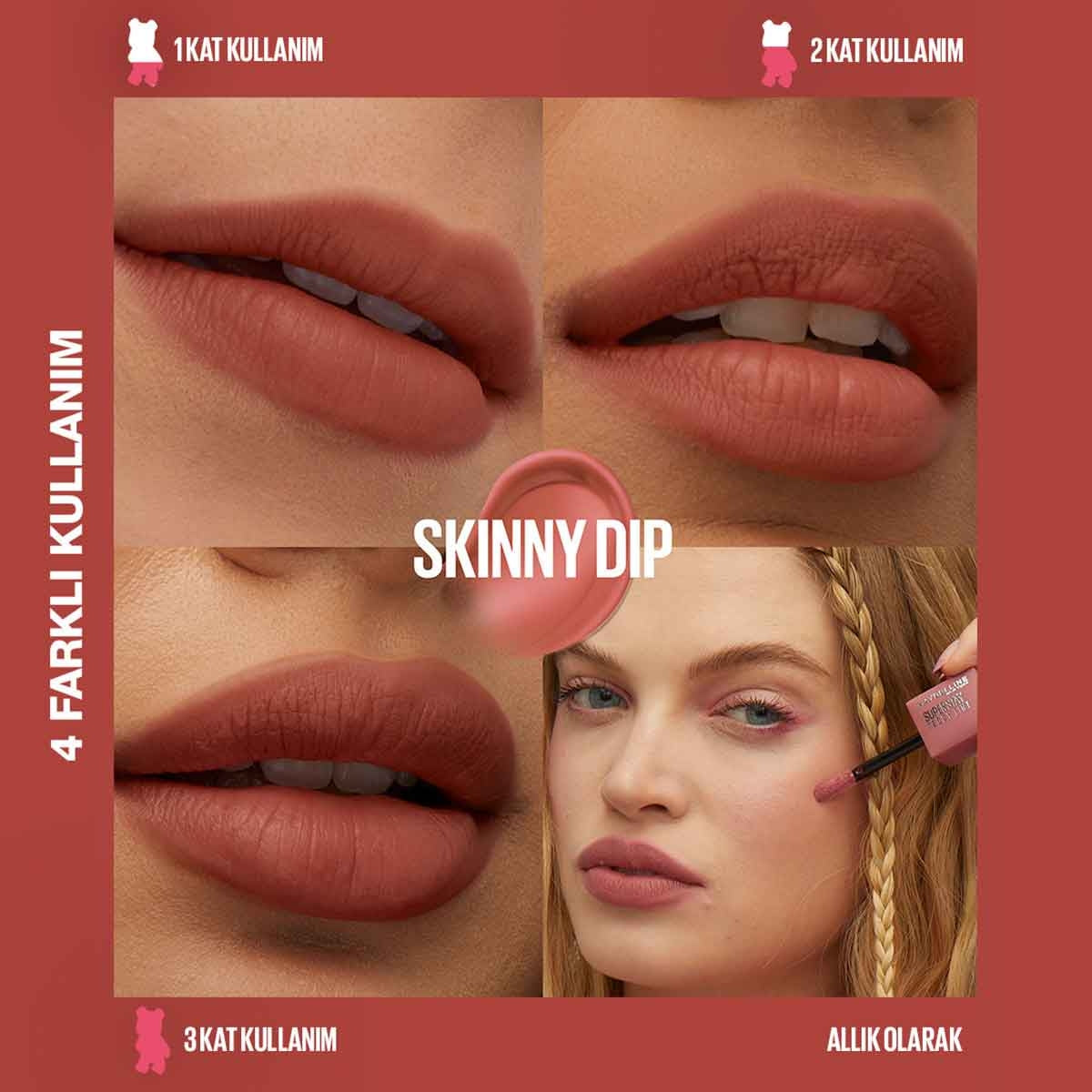 Maybelline Super Stay Teddy Tint Uzun Süre Kalıcı Likit Mat Tint 15- Skinny Dip