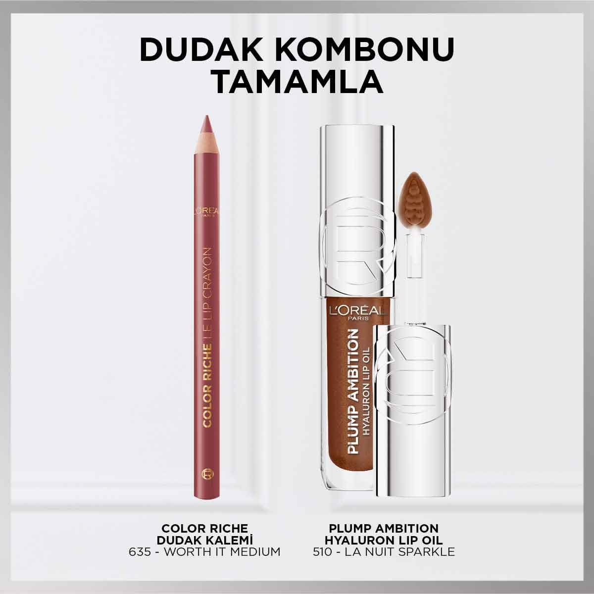 L’Oreal Paris Plump Ambition Hyaluron Lip Oil Besleyici ve Nemlendirici Dudak Parlatıcısı 510- La Nuit Sparkle