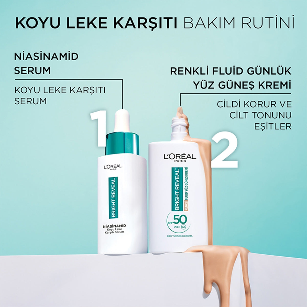 Bright Reveal Renkli Fluid Yüz Güneş Kremi Light SPF50 50 ml