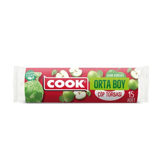COOK Orta Boy Çöp Torbası 55x60 cm Elma Kokulu 15'li Rulo