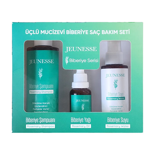 Üçlü Mucizevi Biberiye Seti -Şampuan 200Ml Biberiye Suyu 100 Ml + Biberiye Yağı 100Ml